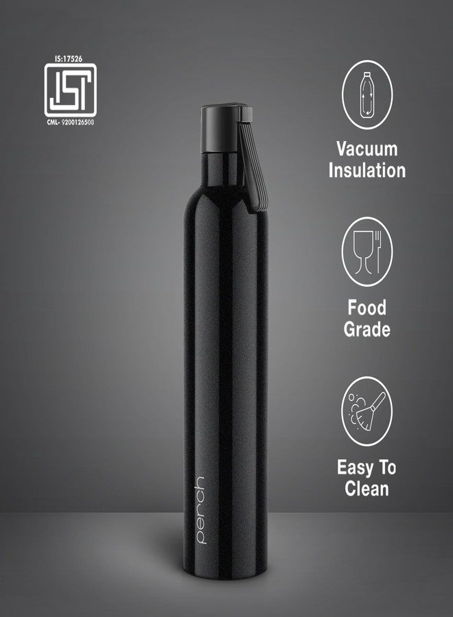 Perch Oasis Pro Insulated Steel Water Bottle | ISI Certified Hot & Cold Flask - 760ml | BPA-Free, Leakproof, Travel-Friendly Bottle for Office, Gym & Home (Knight Black) - Image 3